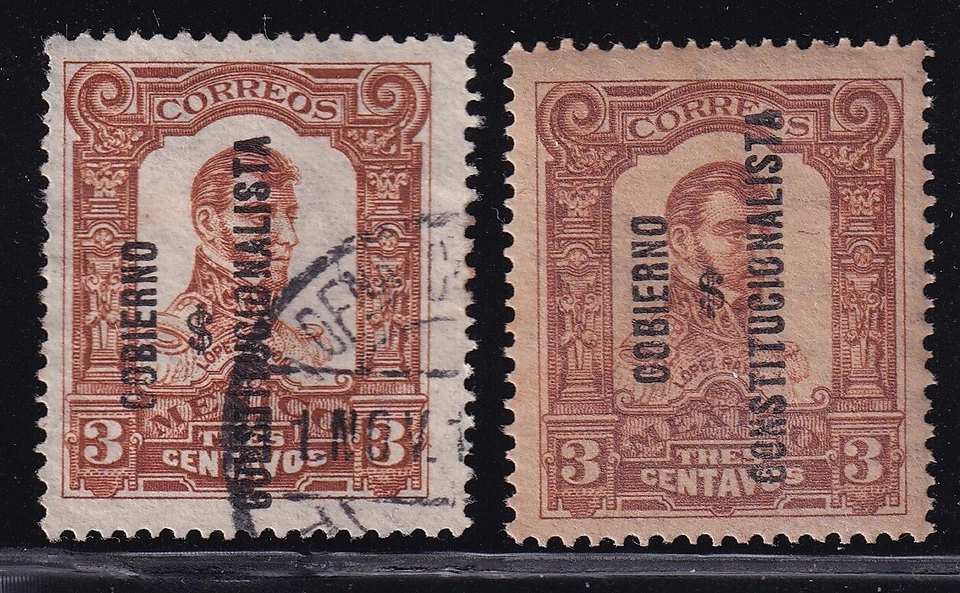 ucs61 Mexico 1914 Civil War Dollar-sign ovpt $= inv+normal  / 1910 issue Sc#425 - Image 1 of 1