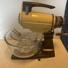 Vintage Yellow & Brown Sunbeam Mixmaster Stand Mixer With Bowls Tested Working