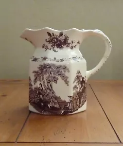 Antique MASON’S England OCTAGONAL 6" PITCHER “Watteau” Pastoral Scenes - Picture 1 of 5