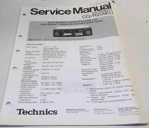 Panasonic Technics Wellenstil Auto AM-FM Kassettenradio CQ-R205EU Serviceanleitung - Bild 1 von 1