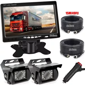 2x Heavy Duty Backup Camera w/ 7" Rear View Monitor for Truck RV Caravan 12-24V - Picture 1 of 24