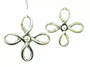 Neu schöne offene keltische Kreuz silberfarbene Tropfen Hängel Ohrringe 1-3/4" lang - Bild 1 von 3