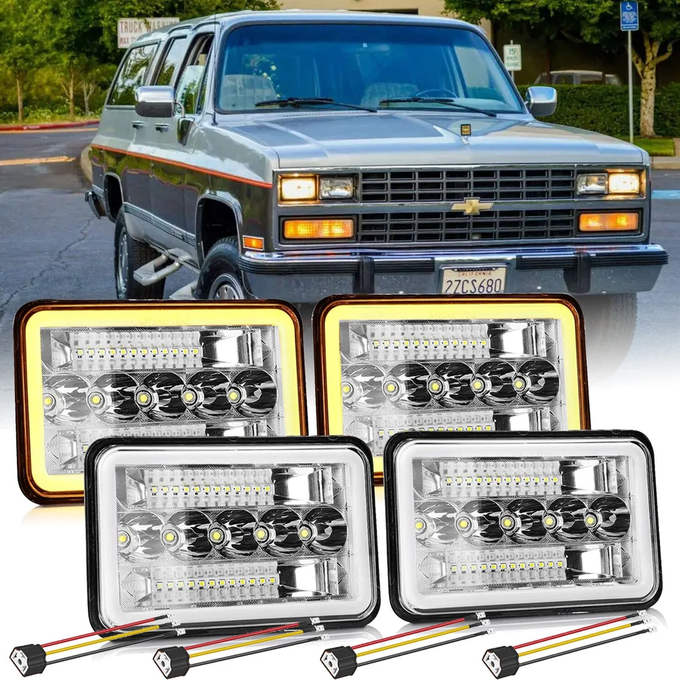 Faros 4X6" Halo Turn DRL H6545 para Chevrolet R2500 C10 Suburban 1989-1991 Foto 1 de 4
