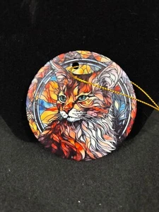Neu Keramik Mosaik doppelseitig Katze Ornament 3" - Bild 1 von 5