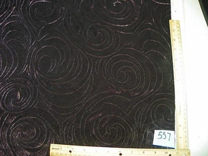 Tela de tapicería de terciopelo con estampado de remolino púrpura oscuro 1 yarda F557 - Imagen 1 de 1