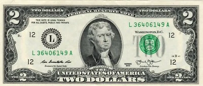 Banknote United States 2 Dollars 2013 KL467 L (P538), San Francsico - Image 1 of 2