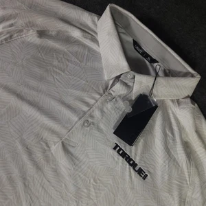 UNRL Performance Short Sleeve Palm Leaves Design Polo Shirt (Men's XL) White NWT - Picture 1 of 11