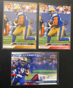 Brady Oliveira (Winnipeg) - Paquete de 3 tarjetas CFL incluyendo serie #057/100 - Imagen 1 de 3