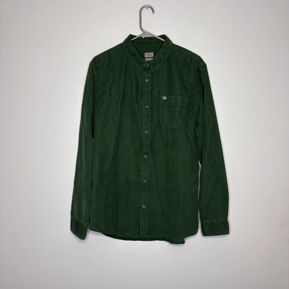 Quiksilver Shirt Men’s M Green Corduroy Vintage 90s Y2K Button-Up Long Sleeve - Image 1 of 4