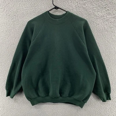 VINTAGE Fruit of the Loom Sweatshirt Women Extra Large Green Raglan Crew Neck - Image 1 of 4