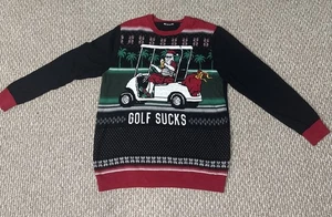 Travis Mathew Christmas Sweater Mens Size XL Ugly Golf Sucks Sweatshirt Cotton - Picture 1 of 8