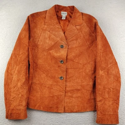Blazer de gamuza Chico's talla 1 (mediano) chaqueta para mujer naranja quemado Foto 1 de 4