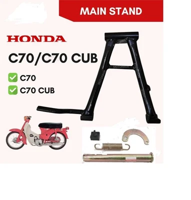 Honda Japón C70 Passport 70 1980-1983 Soporte Principal Central Doble Soporte (NEGRO) Foto 1 de 4