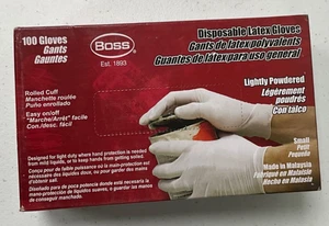 Boss Disposable Latex Gloves 100pk Size Small - Picture 1 of 2