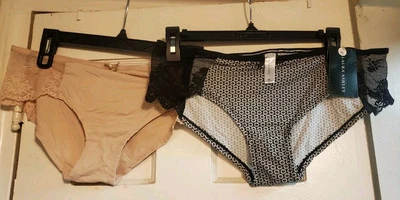 NUEVO LAURA ASHLEY LS9019 2 PK NYLON MEZCLA ENCAJE RIBETE BRAGAS TALLA XL NUEVO CON ETIQUETAS ROSA NEGRO Foto 1 de 4