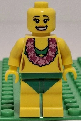 Lego Hula Bailarina Coleccionable Minifigura SIN PELO SIN FALDA - Patrón de Torso Lei Foto 1 de 2