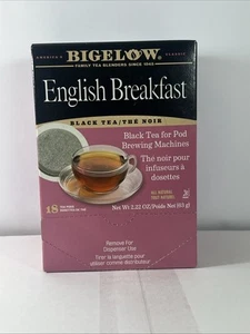 Bigelow Tee English Breakfast Tea Pods 1,90 oz 18/Box Keurig Kostenloser Versand! - Bild 1 von 3