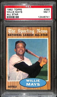 Willie Mays 1962 Topps #395 Salón de la fama PSA 7 casi nuevo C101414 Foto 1 de 3
