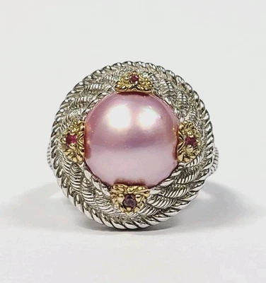 Anillo Judith Ripka Topacio Rosa Perla Imitación Plata Esterlina Talla 6 Foto 1 de 4