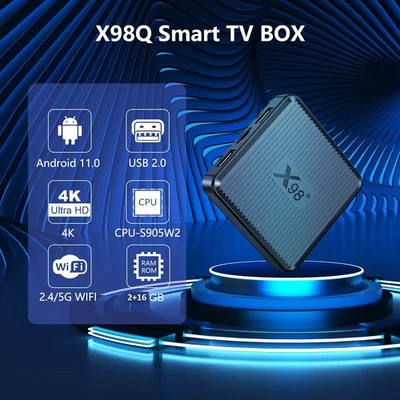 Smart TV Box Android 11 WIFI 4K HDMI Quad Core Media Player YouTube + Apps 2+16 - Bild 1 von 4