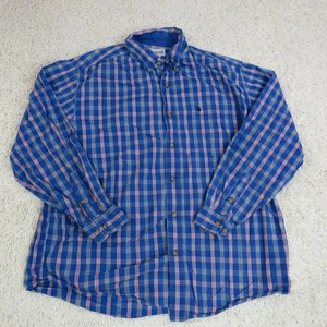 Carhartt Shirt Mens XL Blue Plaid Button Down Long Sleeve Pocket Workwear Cotton - Picture 1 of 17
