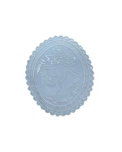 Applicazione Centrino Ovale Sottobicchiere Organza Ricamo Angelo Felice Bianco C - Imagen 1 de 3