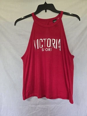 Camiseta sin mangas deportiva Victoria Secret roja para mujer con logotipo en L ojo de cerradura trasero excelente estado Foto 1 de 4