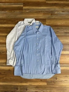 Christian Dior Canali Shirts Lot Of 2 17.5 34/35 Blue Button Up Vintage Cuff - Picture 1 of 16