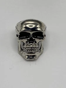 Anillo Cabeza Calavera Hombre Tono Plateado Talla 10.5 Negro Ojo y Nariz Gótico Motociclista Rock - Imagen 1 de 9