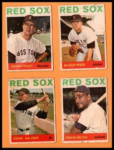 Topps Venezuelani 1964 Lotto di 4 Red Sox Black Back Ptd in Venezuela - Foto 1 di 2