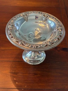 MINT WALLACE GRANDE BAROQUE COMPOTE CANDY DISH TAZZA STERLING SILVER GRAND 6" - Picture 1 of 10