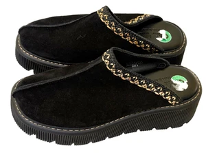 Carlo Pera Chunky Sole Platform Suede Clog Black Women Shoes Sz 8 Made In Italy - Picture 1 of 14