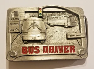 Vintage 1997 C&J Metall Busfahrer Metall Gürtelschnalle Made in USA 3" x 2" - Bild 1 von 8