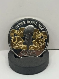 SUPER BOWL XLI SILVER/GOLD PLATE FLIP COIN LIMITED EDITION BEARS-COLTS - Picture 1 of 5