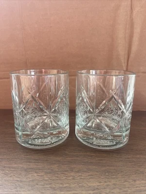 Dewar's Whiskey/Scotch Rocks Glass Embossed Trefoil Celtic Truth Knot Set Of 2 - Image 1 of 4