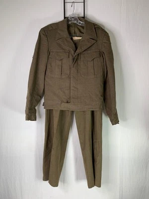 Vtg WWII WW2 Era Wool Field Jacket & Trouser Pants 103rd Infantry Division Patch - Image 1 of 4