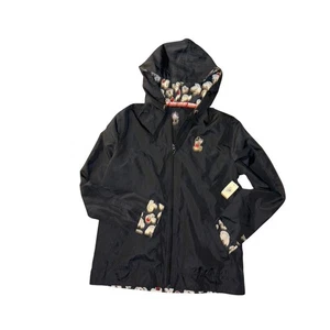 Disney Hooded Jacket Black Mickey Mouse Print Zip Closure kids Streetwear Fun S - Picture 1 of 9