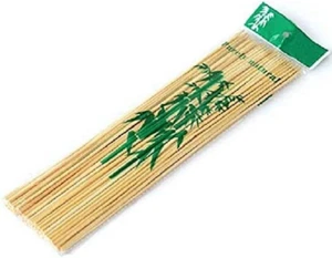300 CT 12 Inch Bamboo Skewers 4mm Natural Bamboo Thick Wooden Round BBQ | 100/Pk - Picture 1 of 10