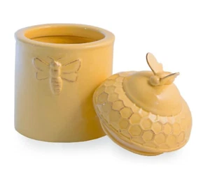 Boston International Ceramic Honeycomb Goody Cookie Jar Yellow Bee Accents NEW - Picture 1 of 9