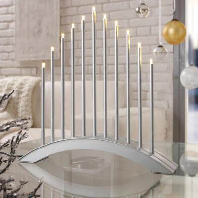 LED Lichterbogen Advent Weihnachtsleuchter Brücke  XMAS Chrom SL19-1 Dekoleuchte - Bild 1 von 3