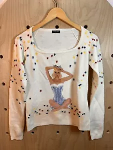 Y2K 90’s Jane Doe Collection Ivory Floral Sequin Square Neck Sweater Size S VTG - Picture 1 of 11