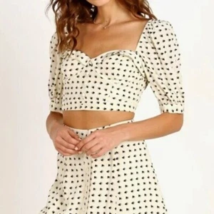 For Love & Lemons Sweet heart Neck Open Back Crop Top Polka Dot Size Medium - Picture 1 of 9