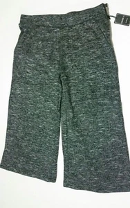 Work Out Small Women's Wide Leg Charcoal Capri Stretch Knit Pants Size Small - Picture 1 of 5