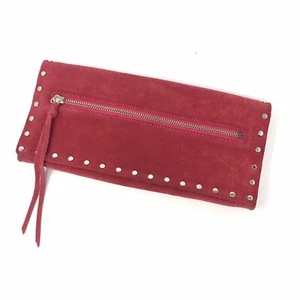 Banana Republic Pink Suede Leather Studded Clutch Bag 11” x 5” *read* - Picture 1 of 9