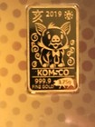 2019 Rare Year of the Golden Pig 3.75 gram 99.9% Gold Bar S. Korean Mint Komsco