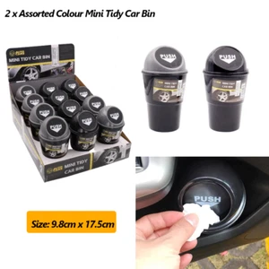 2 x Mini Plastic Tidy Bin Rubbish Trash Waste Can Push Top Garage Storage Holder - Picture 1 of 2