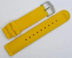 MICHELE YELLOW RUBBER 20mm WATCH BAND W/ SS BUCKLE NOS - Picture 1 of 3