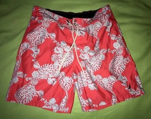 NAUTICA Sea Life L Large BOARD SHORT SWIM TRUNKS MEN'S EUC Coral/ Blue - Picture 1 of 12