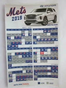 N Y Mets 2019 Magnetic Schedule Stadium Giveaway SGA Hyundai Ex Opening Day - Picture 1 of 4