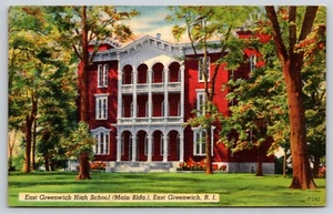 Postcard East Greenwich High School Main Building Rhode Island - Picture 1 of 2